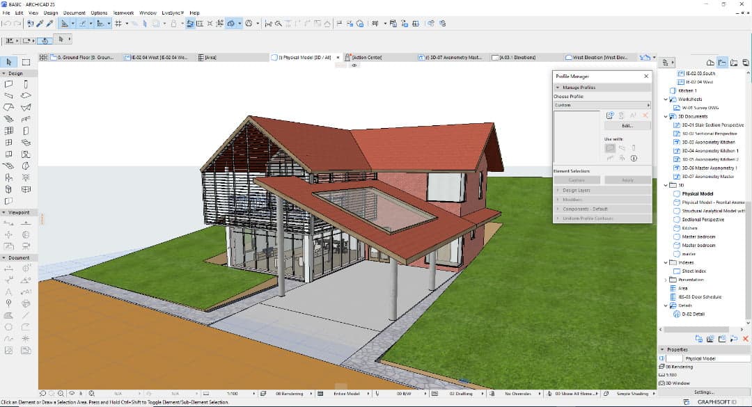 ArchiCAD interface showing 3D architectural interface — Pakistan 2025