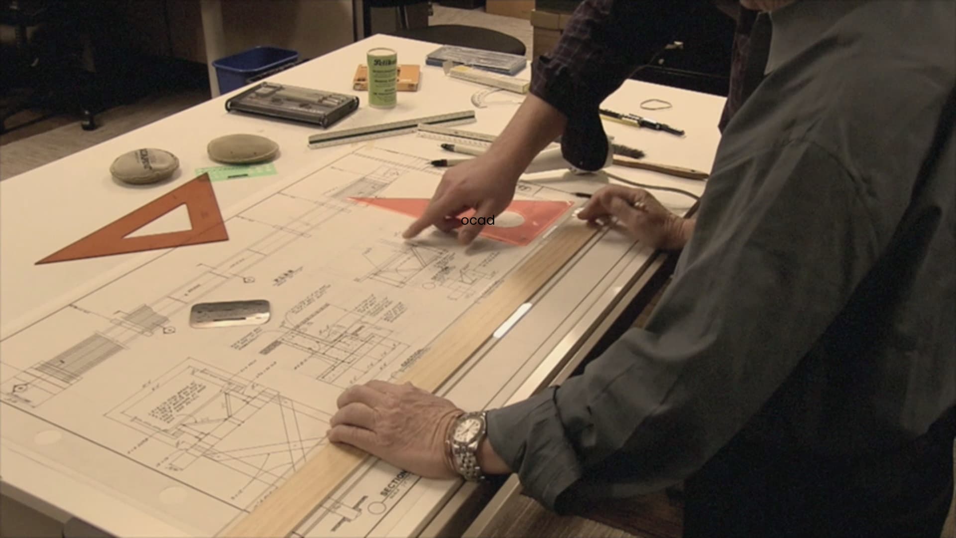 DAE Architecture students practicing manual drafting