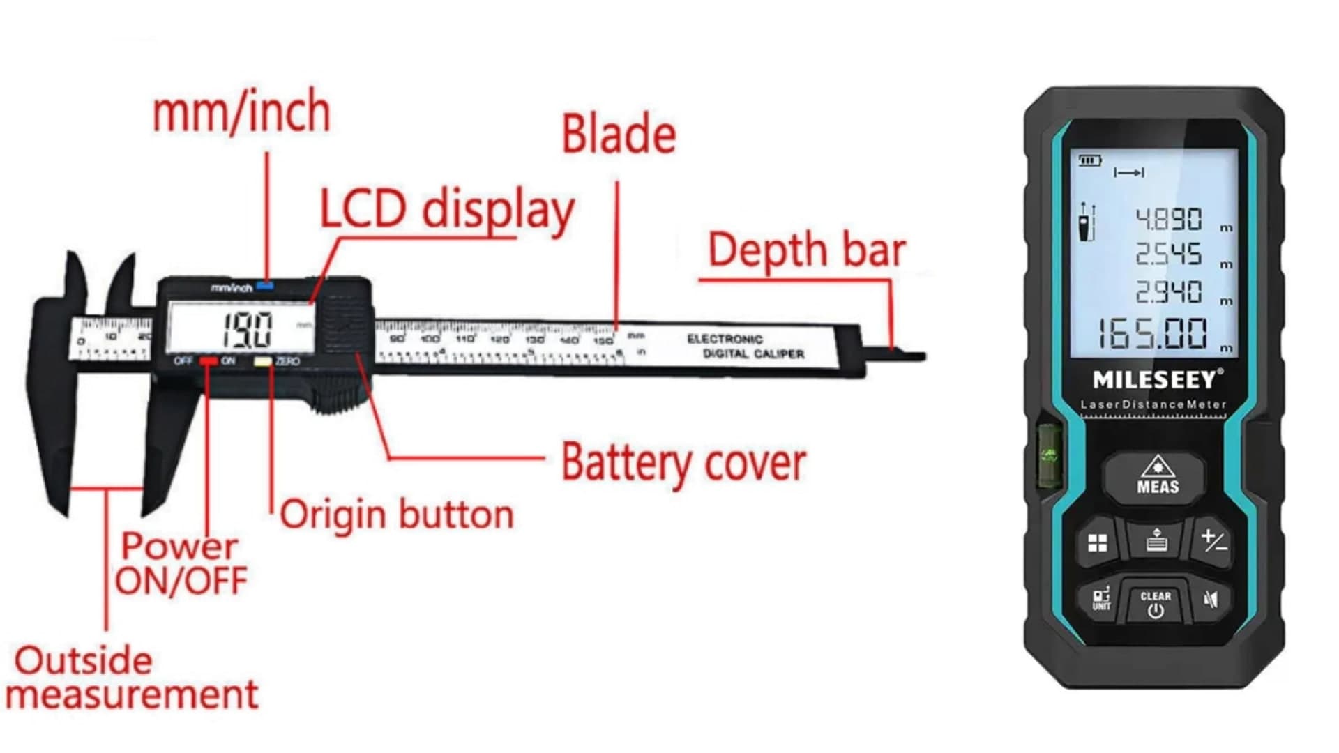 Digital vernier and laser measurement